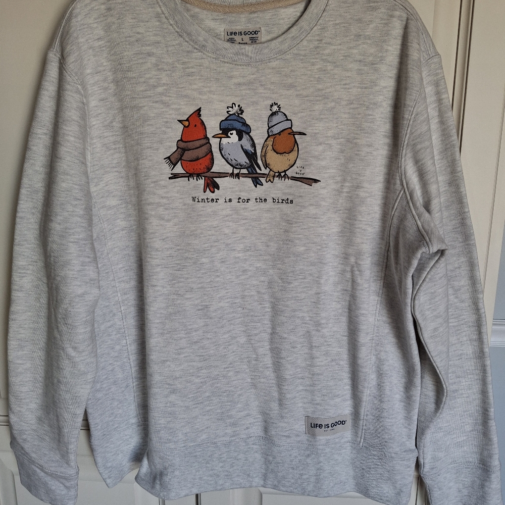 Gray Sweatshirt with Bird Graphic